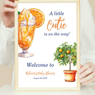 Cutie Orange Citrus Summer Baby Shower Welcome Poster