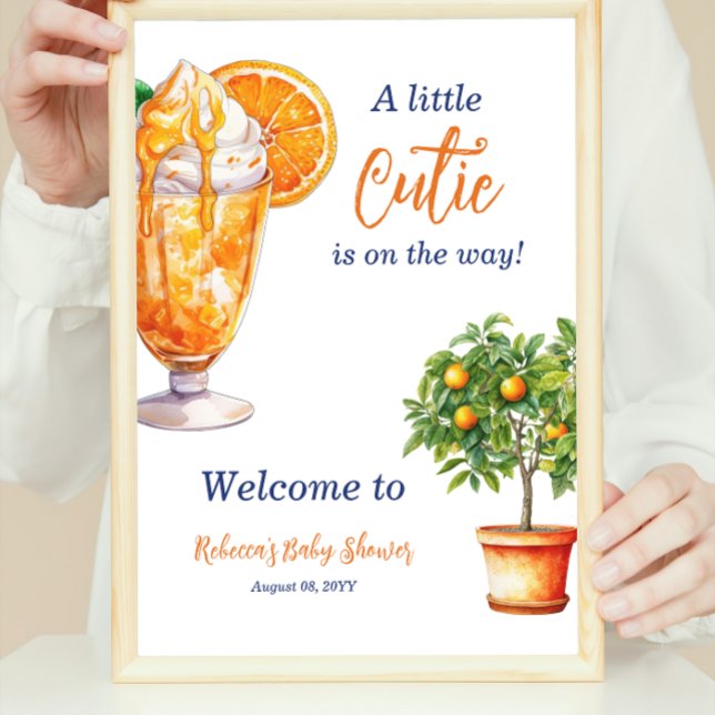 Cutie Orange Citrus Summer Baby Shower Welcome Poster (Creator Uploaded)