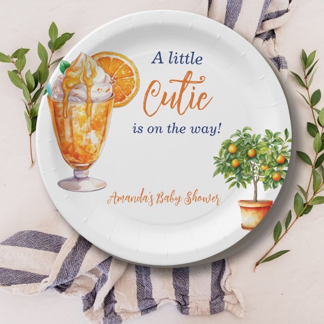 Cutie Orange Citrus Summer Ice Cream Baby Shower Paper Plate (Creator Uploaded)
