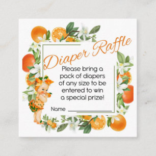 CUTIE Orange Diaper Raffle insert card, shower