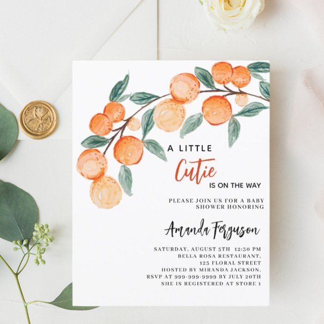 Cutie oranges budget baby shower invitation (Creator Uploaded)