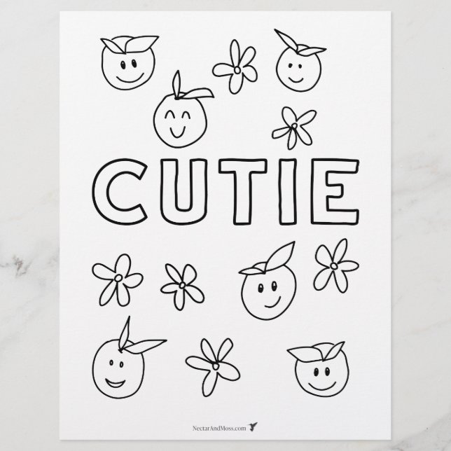 Cutie Oranges Budget Colouring Page (Front)