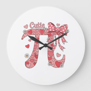Cutie Pi Day Coquette Women Kids Girls Math Large Clock