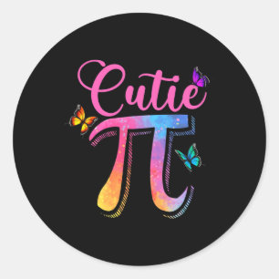 Cutie Pi Day Symbol Retro Colour Butterfly Pi 3.14 Classic Round Sticker