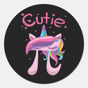 Cutie Pi Day Unicorn Girls Classic Round Sticker