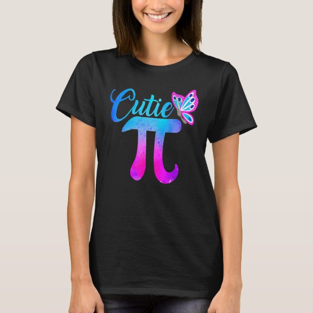 Cutie Pi Math Pie Butterfly Adorable Math Pun T-Shirt (Front)