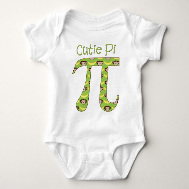 Cutie Pi Monkeys and Bananas on Green Baby Bodysuit (Front)