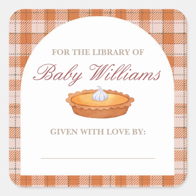 Cutie Pie Baby Shower Bookplate Sticker (Front)