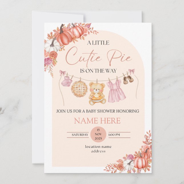 Cutie Pie Baby Shower Invites (Front)