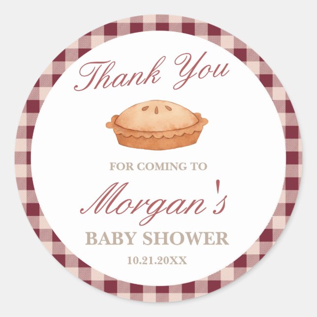 Cutie Pie Baby Shower Round Sticker (Front)