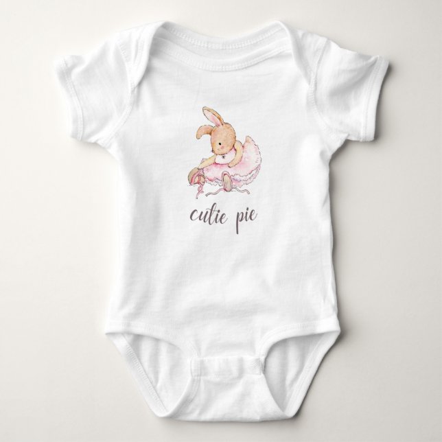Cutie Pie Ballerina Bunny Baby Girl's Bodysuit (Front)