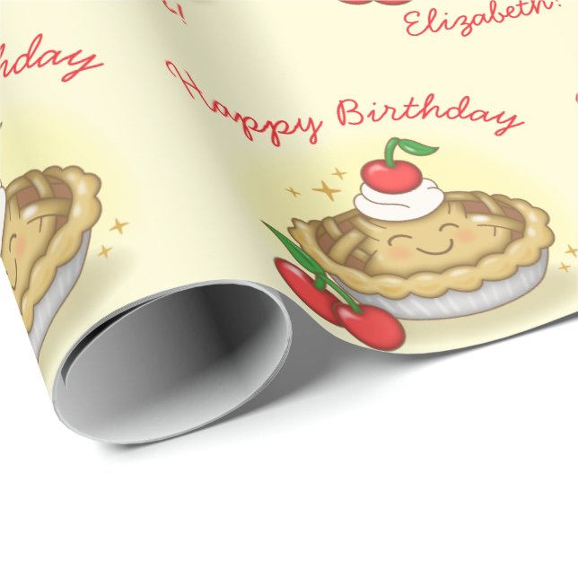 Cutie Pie Birthday Party Kids Cherry Wrapping Paper (Roll Corner)