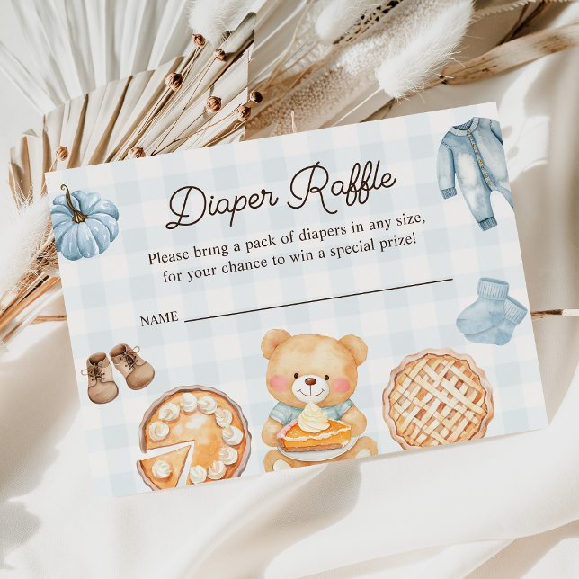 Cutie Pie Blue Fall Boy Baby Shower Diaper Raffle Enclosure Card (Creator Uploaded)
