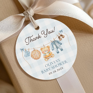 Cutie Pie Blue Teddy Bear Fall Boy Baby Shower Favour Tags