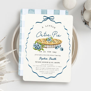 Cutie Pie Blueberry Blue Bow Boy Baby Shower Invitation