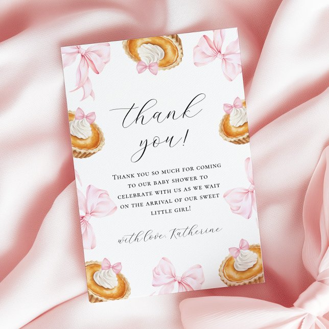 Cutie Pie Bow Pink Baby Shower Thank You Card (Creator Uploaded)