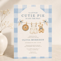 Cutie Pie Clothesline Boy Blue Gingham Baby Shower