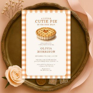 Cutie Pie Fall Autumn Gingham Baby Shower Invitation