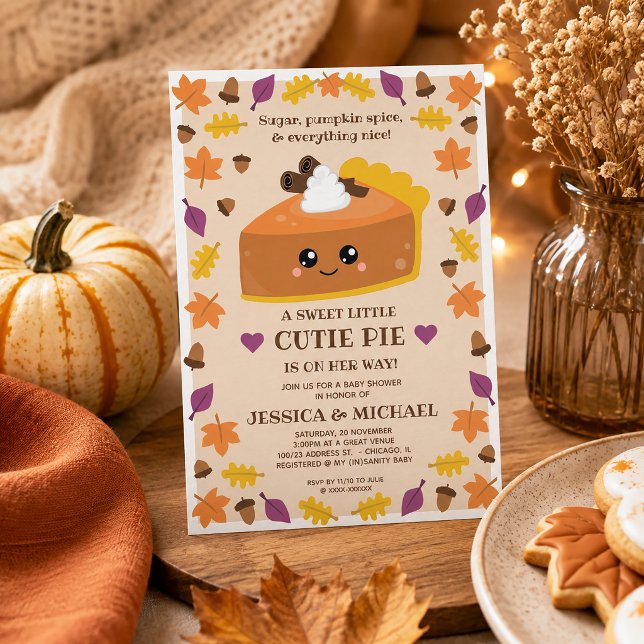 Cutie Pie Fall Baby Shower Invitation (You’ll definitely want a piece of this cutie pie baby shower invitation.)