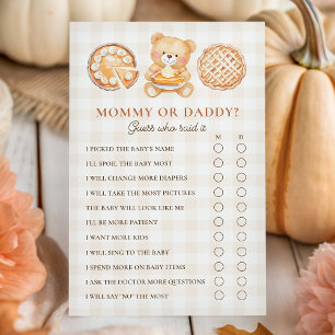Cutie Pie Fall Baby Shower Mommy or Daddy Game