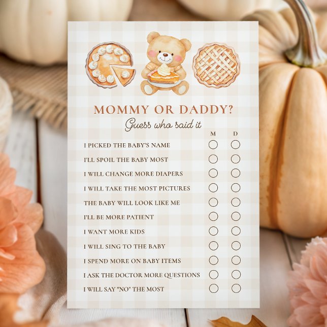 Cutie Pie Fall Baby Shower Mummy or Daddy Game (Creator Uploaded)