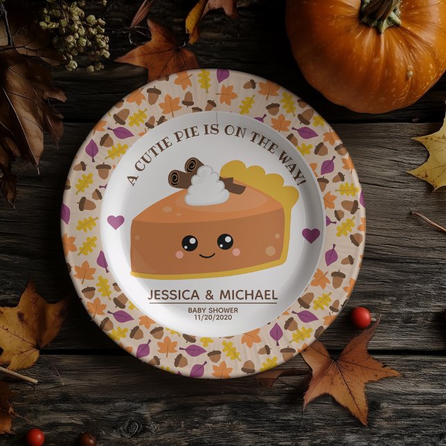 Cutie Pie Fall Baby Shower Paper Plate ( You’ll definitely want a piece of this cutie pie baby shower paper plate. )