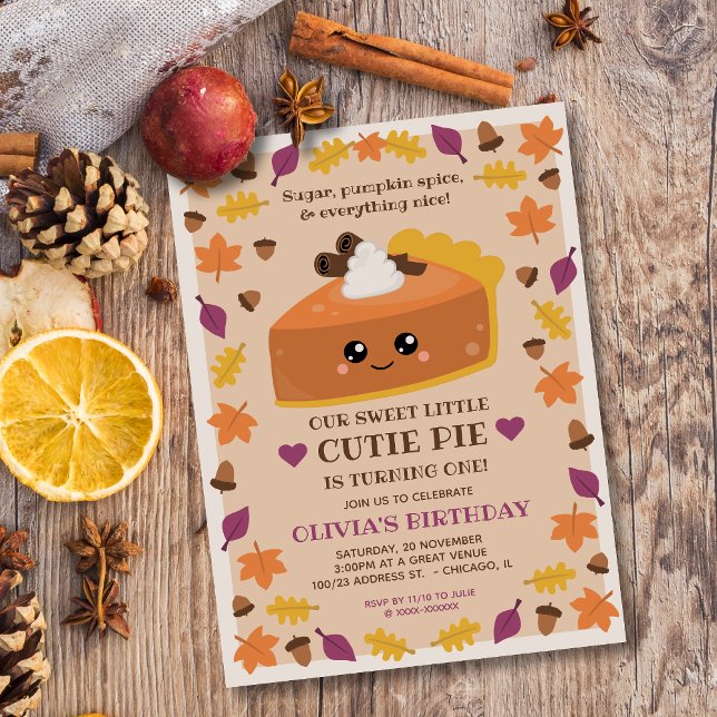 Cutie Pie Fall Birthday Invitation (Creator Uploaded)