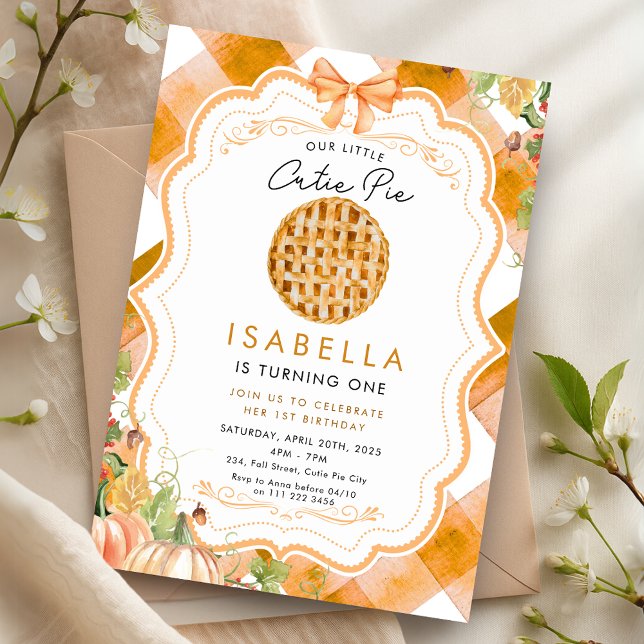 Cutie Pie Fall First 1st Birthday Thanksgiving Invitation (Cutie Pie Fall First 1st Birthday Thanksgiving Invitation)