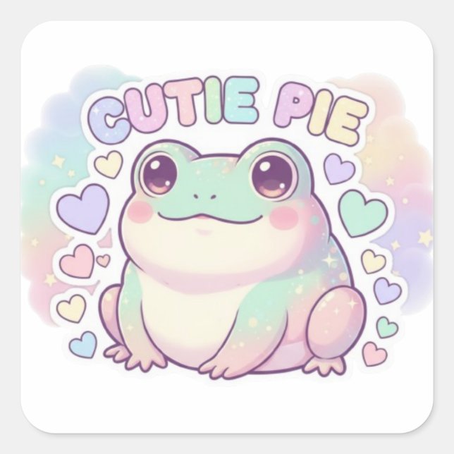 Cutie Pie Frog Sticker Cute Sparkle Frog Kawaii Ae (Front)