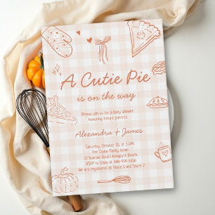 Cutie Pie Gingham Baking Coed Fall Baby Shower Invitation
