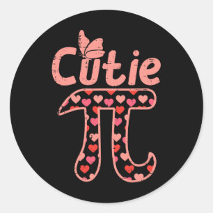 Cutie Pie Hearts Cute Pi Day Symbol Math Pun Geek  Classic Round Sticker