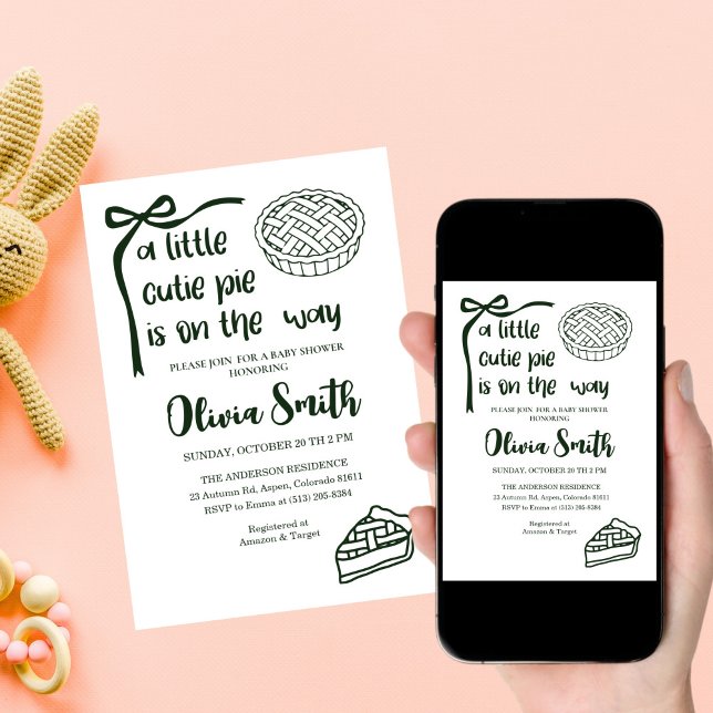 Cutie Pie is on the Way, Fall Baby Shower Invitation (Creator Uploaded)