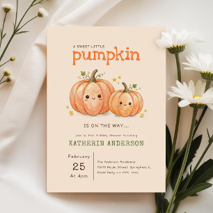 Cutie Pie Little Pumpkin on the Way Baby Shower Invitation
