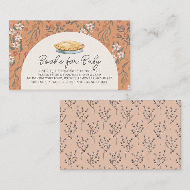 Cutie Pie Orange Floral Baby Shower Book Request Enclosure Card (Front/Back)
