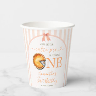 Cutie Pie Orange Gingham 1st Birthday Paper Cups