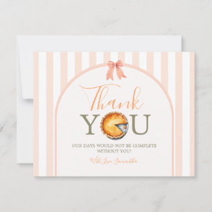 Cutie Pie Orange Gingham 1st Birthday Thank You Card