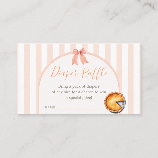 Cutie Pie Orange Gingham Baby Shower Diaper Raffle Enclosure Card (Front)