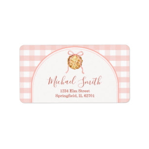 Cutie Pie Pastel Pink Gingham Baby Shower Address Label
