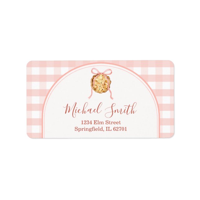 Cutie Pie Pastel Pink Gingham Baby Shower Address Label (Front)