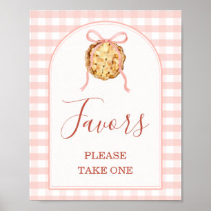 Cutie Pie Pastel Pink Gingham Baby Shower Favours Poster