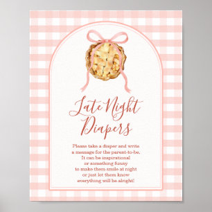 Cutie Pie Pastel Pink Gingham Late Night Diapers Poster