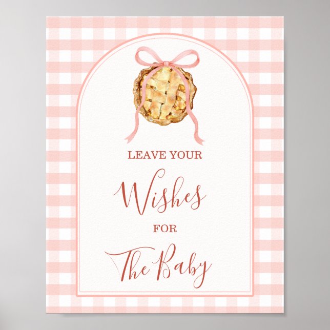 Cutie Pie Pastel Pink Gingham Leave Your Wishes Poster (Front)