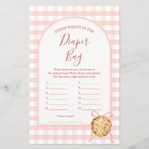 Cutie Pie Pastel Pink Gingham What's in Diaper Bag