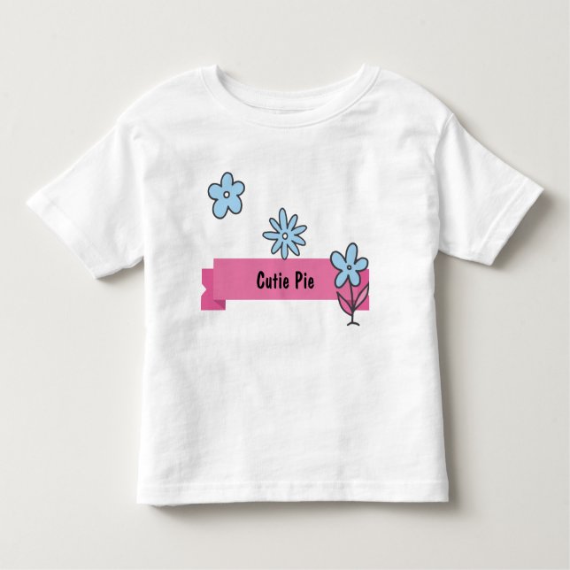 Cutie Pie Personalised Cartoon Flowers Toddler T-Shirt (Front)