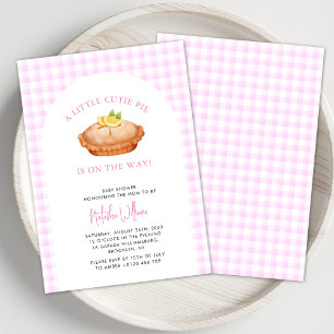 Cutie Pie Pink Chequered Fall Baby Shower Invitation