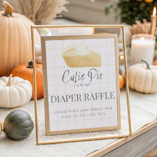 Cutie Pie Pink Fall Baby Shower Diaper Raffle Poster