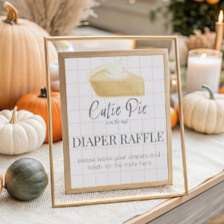 Cutie Pie Pink Fall Baby Shower Diaper Raffle  Poster