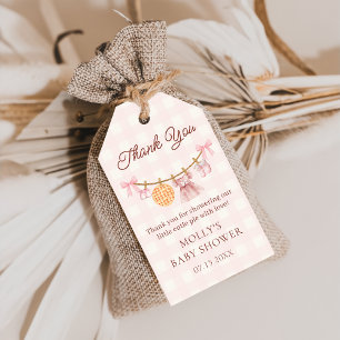 Cutie Pie Pink Fall Girl Baby Shower Gift Tags