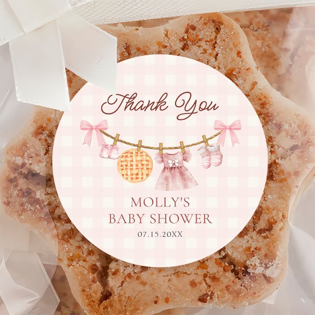 Cutie Pie Pink Fall Girl Baby Shower Sticker (Creator Uploaded)