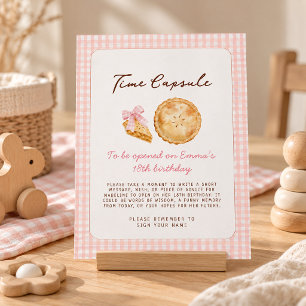 Cutie pie pink First Birthday Time Capsule Sign